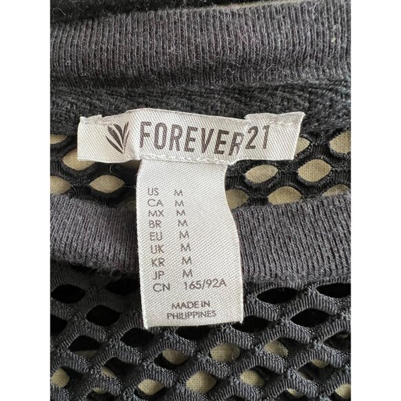 Forever 21 Black Caged "99" Cropped Top - Size Medium - Picture 6 of 6